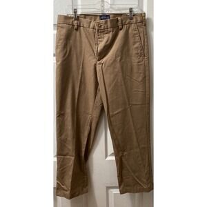 IZOD Men's Pants American Chino Size W34 x L29 Cotton Slacks Dark Tan
